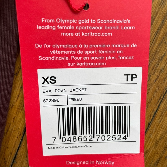 NWT Kari Traa Eva Down Jacket. Tweed. Olive Green and Plum. Size XS. - Picture 6 of 16